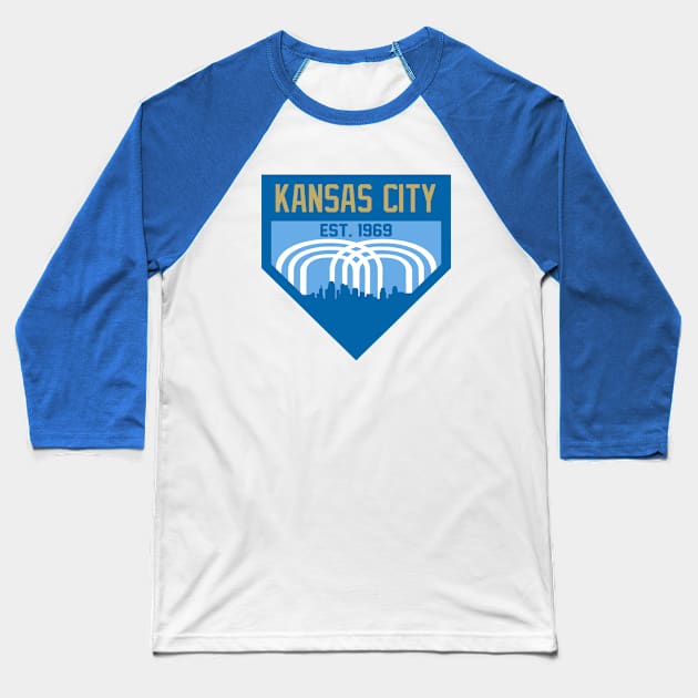 Kansas City Home Plate Skyline Baseball T-Shirt by CasualGraphic